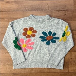 Natural Life Size Medium Ash Flower Boxy Intarsia Sweater Everyone’s Favorite